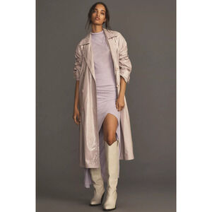 Anthropologie Maeve Patent Faux Leather Trench Coat - New Small